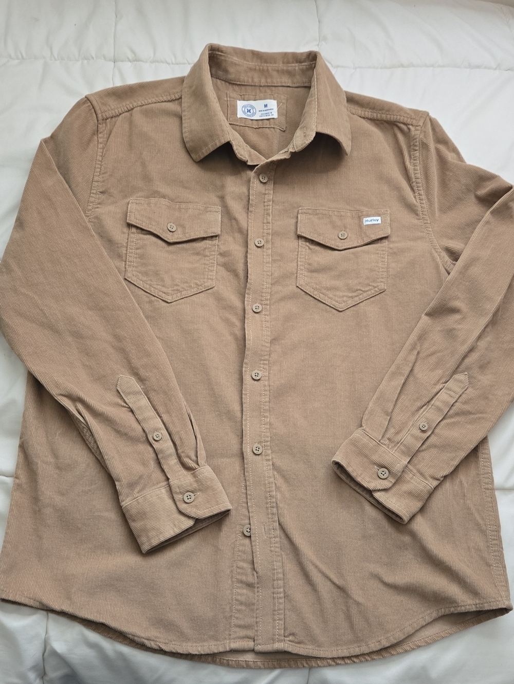 Hurley Men's Corduroy Long Sleeve Button Down M